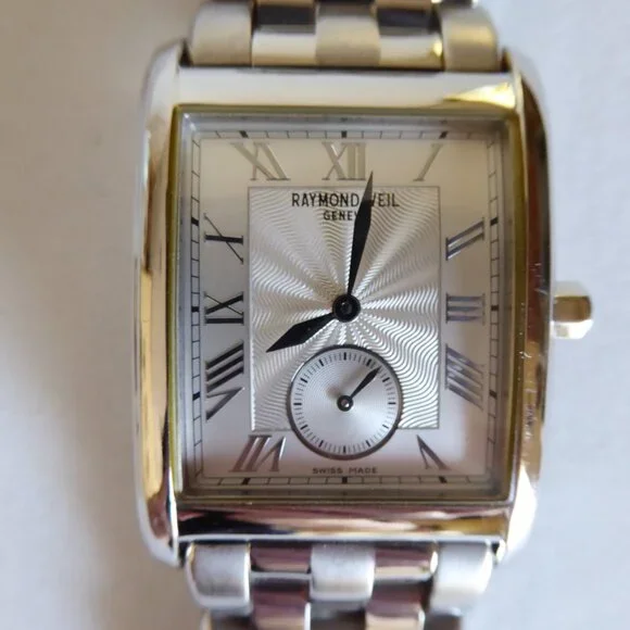 VINTAGE NEW RAYMOND WEIL MENS 9874 TOSCA SILVER DIAL15 JEWEL SWISS TANK & WALLET - Picture 5 of 16